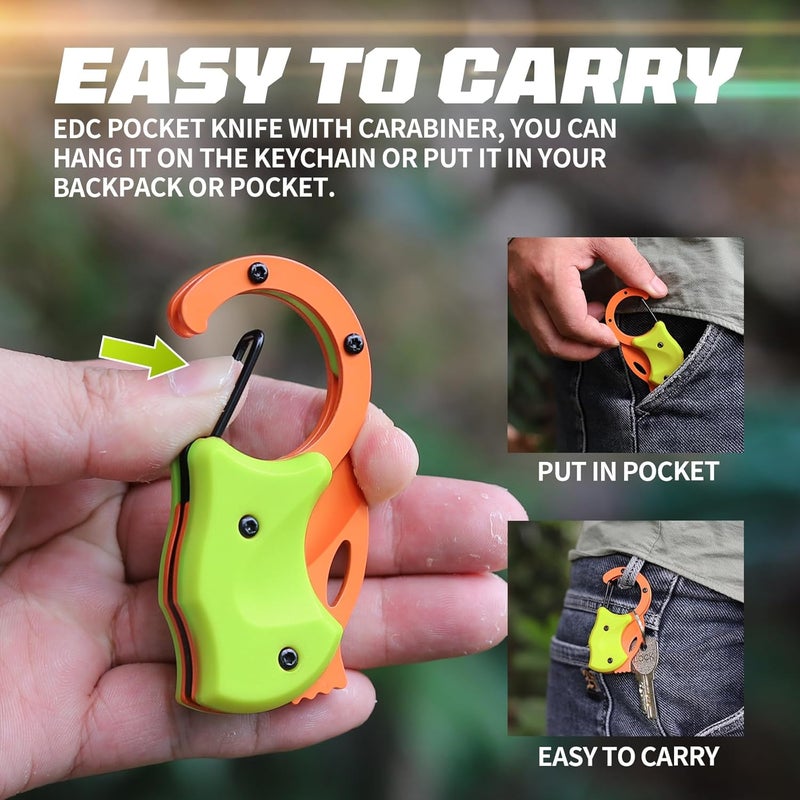 ZAVIT Small Pocket Knife for Men, EDC Outdoor Knife Gadgets, Gifts for Men Him Dad, Gifts ldea for Camping Fishing Hiking, Christmas Birthday Gift, Everyday Carry Knife, G-reen - Image 4